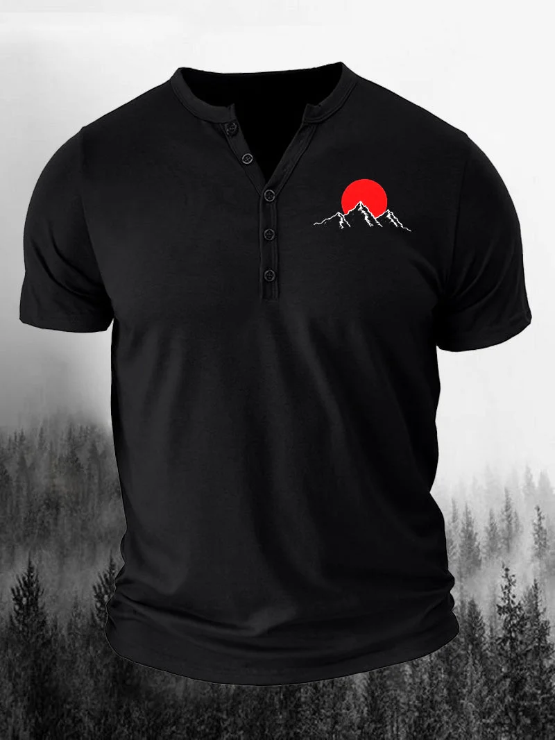 Men's Sunset Mountain Henry Collar Short-Sleeved Shirt in  mildstyles
