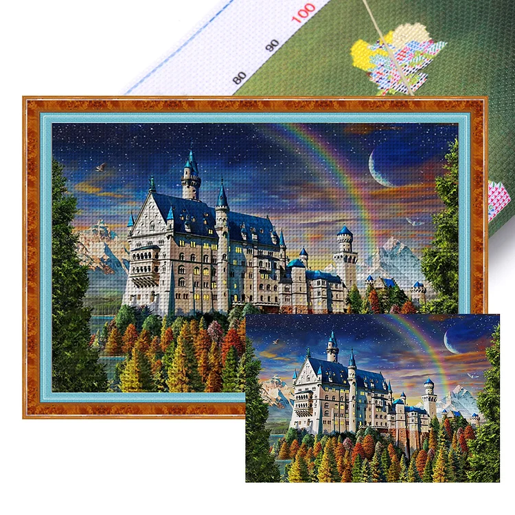 Castle Behind The Forest 11CT (90*65CM) Stamped Cross Stitch gbfke
