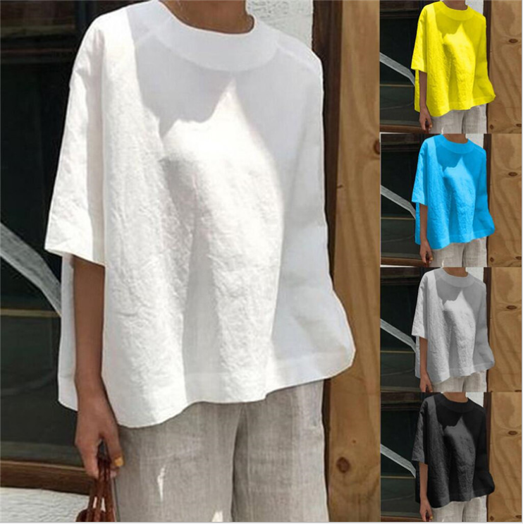 Ladies Casual Cotton And Linen T-shirt