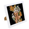 Butterfly Lady Special Shape Partial Drill Dimond Art Paintings with Plastic Frame 17x17cm