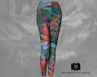 Pornhint Leggings Tights Floral Printed Tights Abstract Leggings - Dawn Mercer Designer Wear