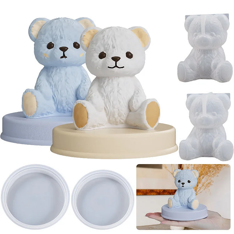 4 Pcs Teddy Bear Ornament Resin Molds Set CrazyMold