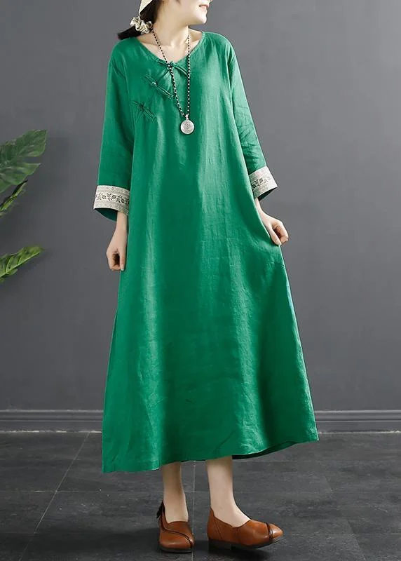 DIY Vintage Spring Tunic Shape Green A Line Dresses