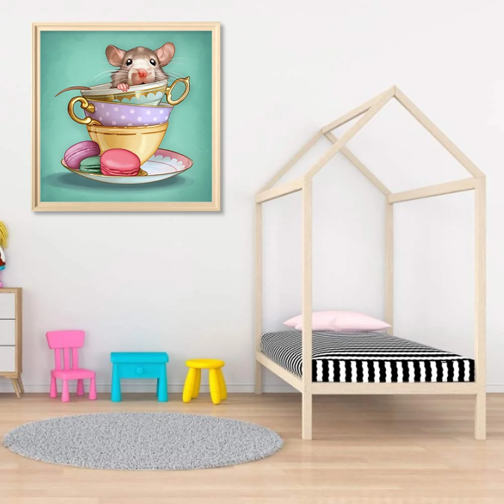Full Round Diamond Painting 30*30cm - Teacup Mouse