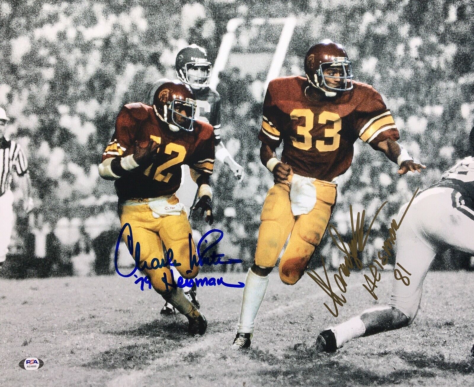 Marcus Allen Charles White Signed USC Trojans 16x20 Photo Poster painting Heisman