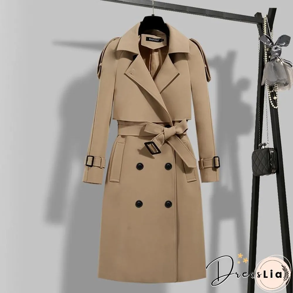 Windbreaker Women Korean Basic Formal Office Lady Trench Coat Elegant Spring Autumn Street