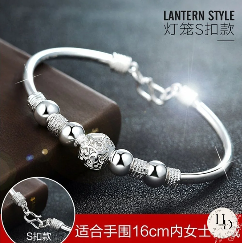Women's 925 Sterling Silver Transfer Bead Bracelet Fashion Jewelry (Size: A, B, C)