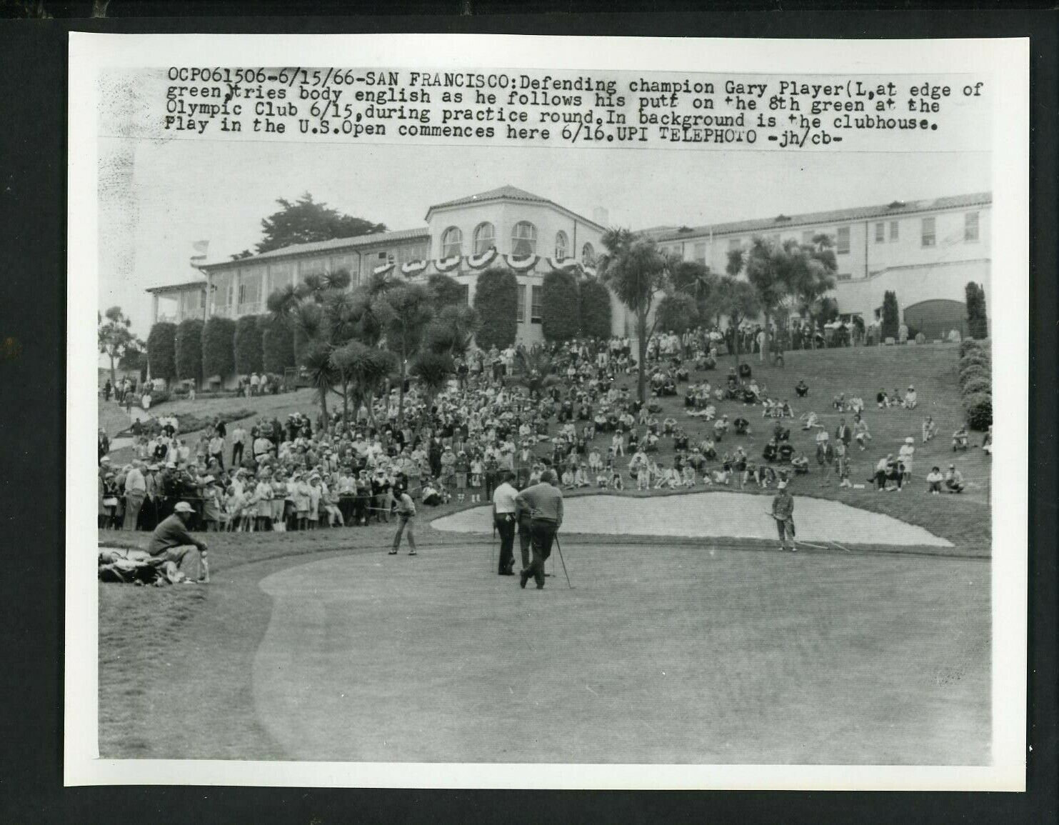 Gary Player putts on 8th green at Olympic Club US Open practice 1966 Press Photo Poster painting