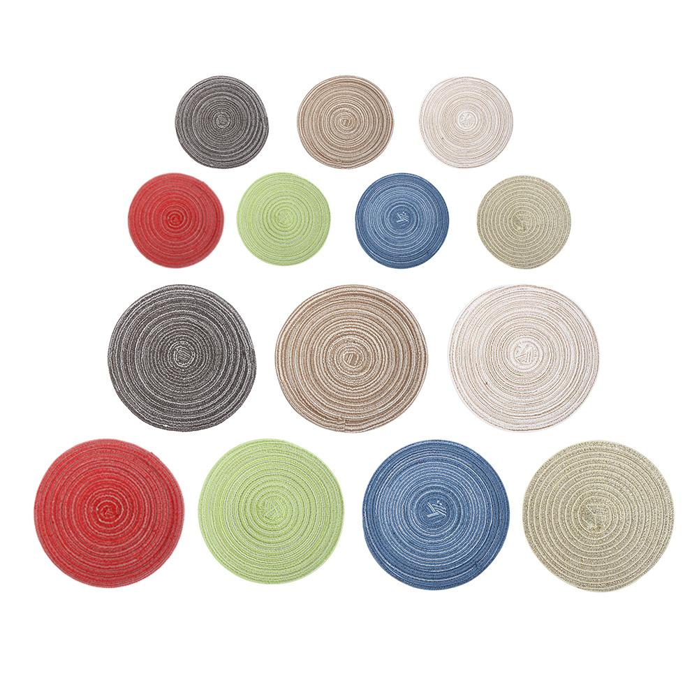 

Round Ramie Insulation Pad Placemats Coaster Home Table Mat Bowls Cup Pad, Beige, 501 Original