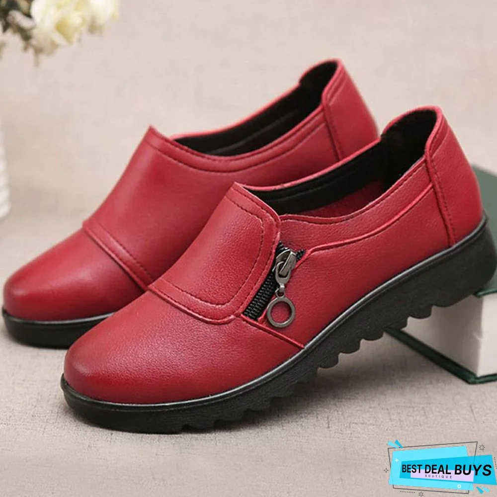 Women Leather Slip On Loafers Anti Slip Moccasins Ladies Flats Shoes