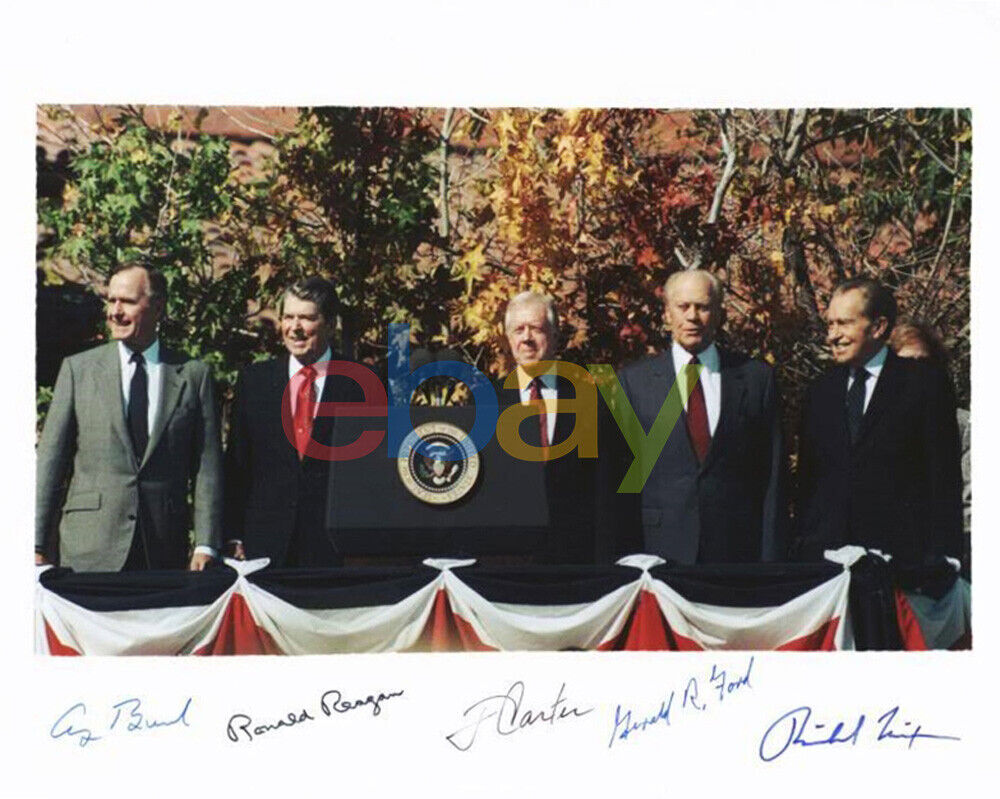 5 Presidents Signed 8x10 Autographed Photo Poster painting reprint