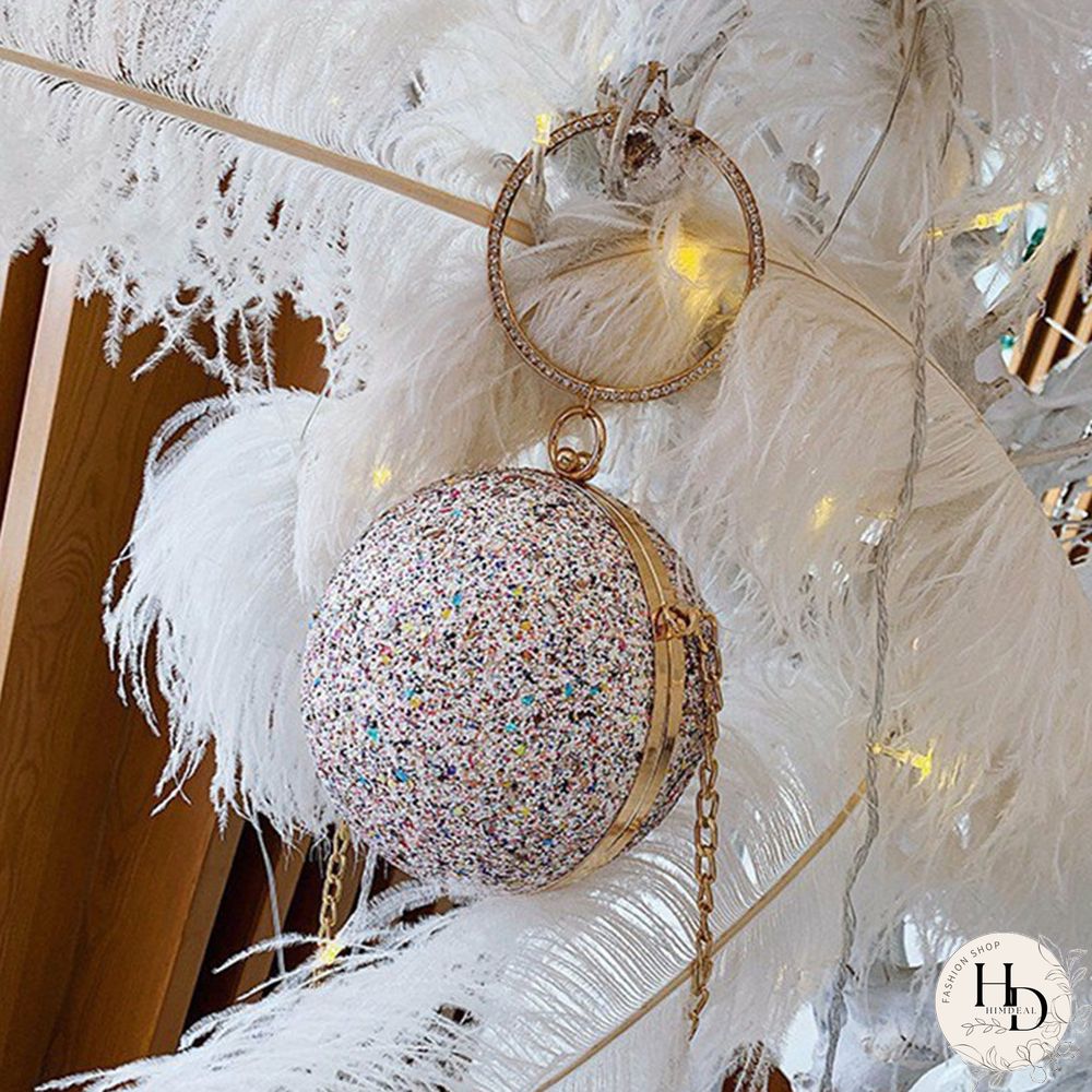 Pink Fashion Patchwork Round Crossbody Bag