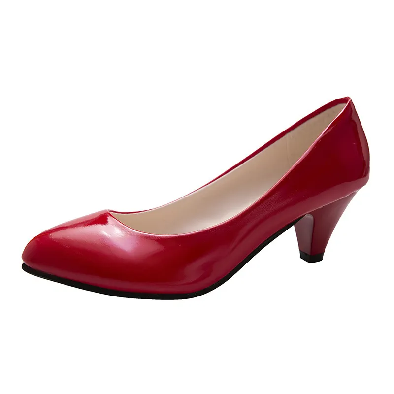 Breakj Breakj Single-Shoe Women 2025 New Pointed Light-Mouthed Four-Season Single-Shoe Fashion Coarse Heel High-Heeled Women's Shoes Large-Size Work Shoes