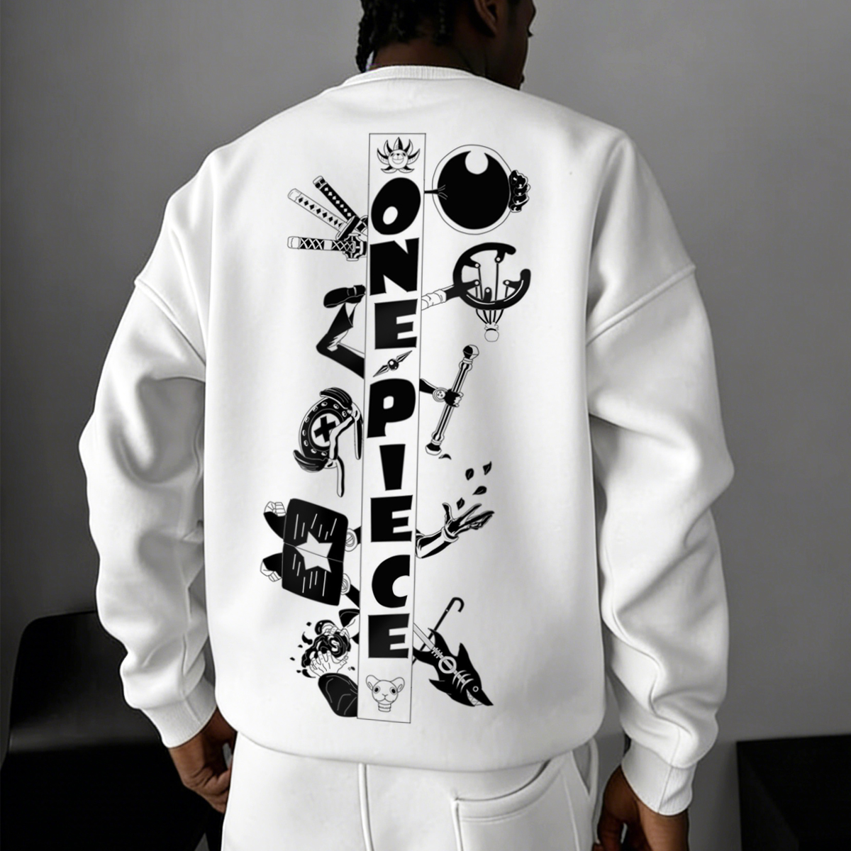 Anime Themed Graphic Back Print Sweatshirt