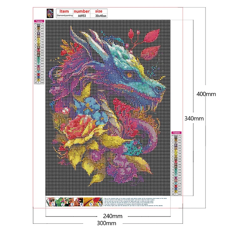 Dragon Surrounded By Flowers 30*40cm(canvas) full round drill