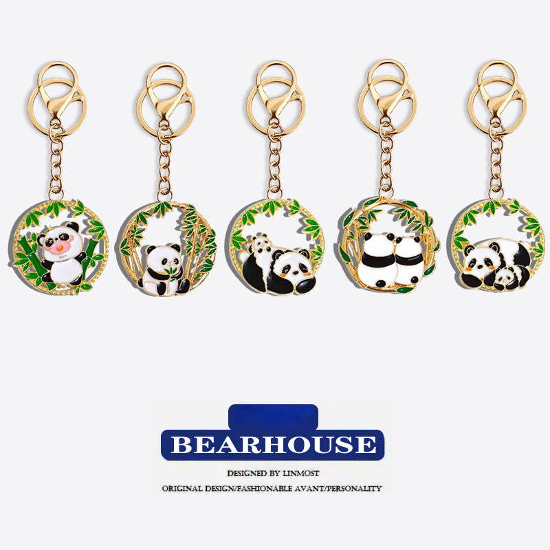 Cute Cartoon Chinese Style Panda Keychain Alloy Keyring Bag Accessories Gift