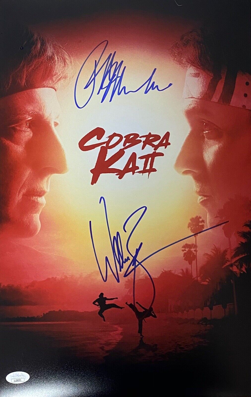 Ralph Macchio & William Zabka Cobra Kai Dual Autographed 11x17 Poster JSA