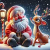 Diamond Painting-5D Full Round Drill Santa Claus & Elk(40*40 CM)