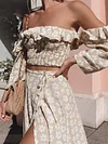 Falbala Strapless Off-The-Shoulder Two-Piece Suits