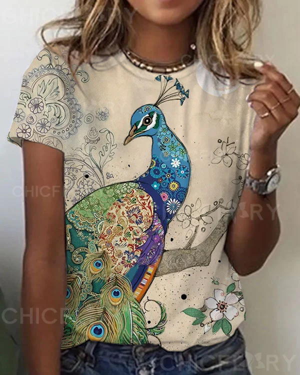 Women's Peacock Pattern Top