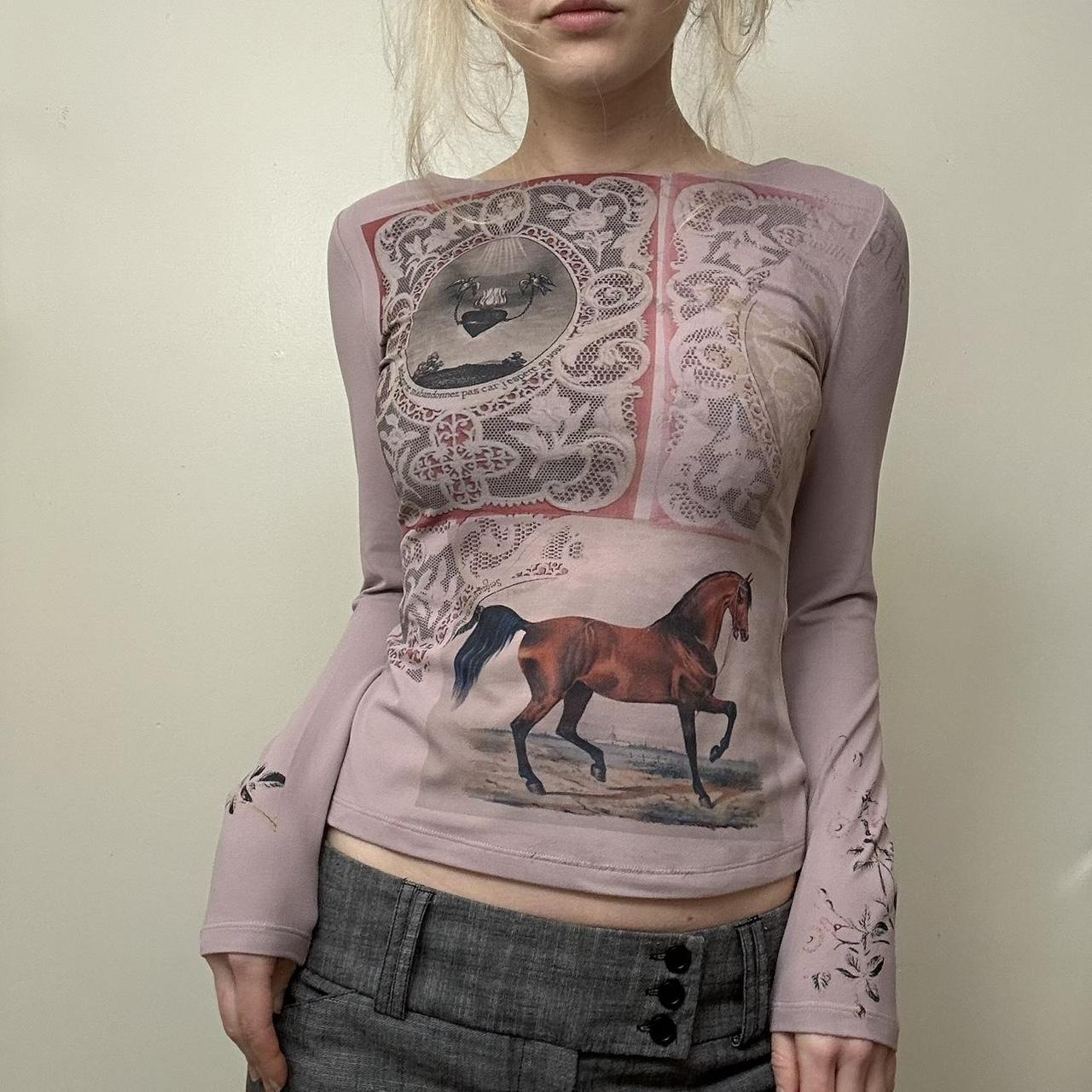 Printed long-sleeved top