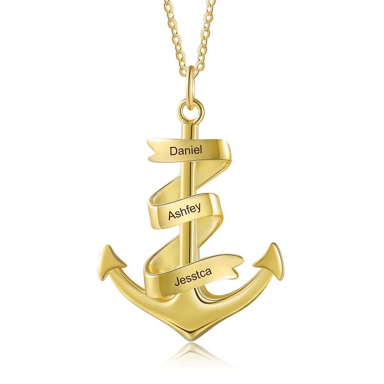 Collier d'ancre marine nautique Pirate ancre pendentif 3 Prénoms Personnalisés Collier Homme Jessemade FR