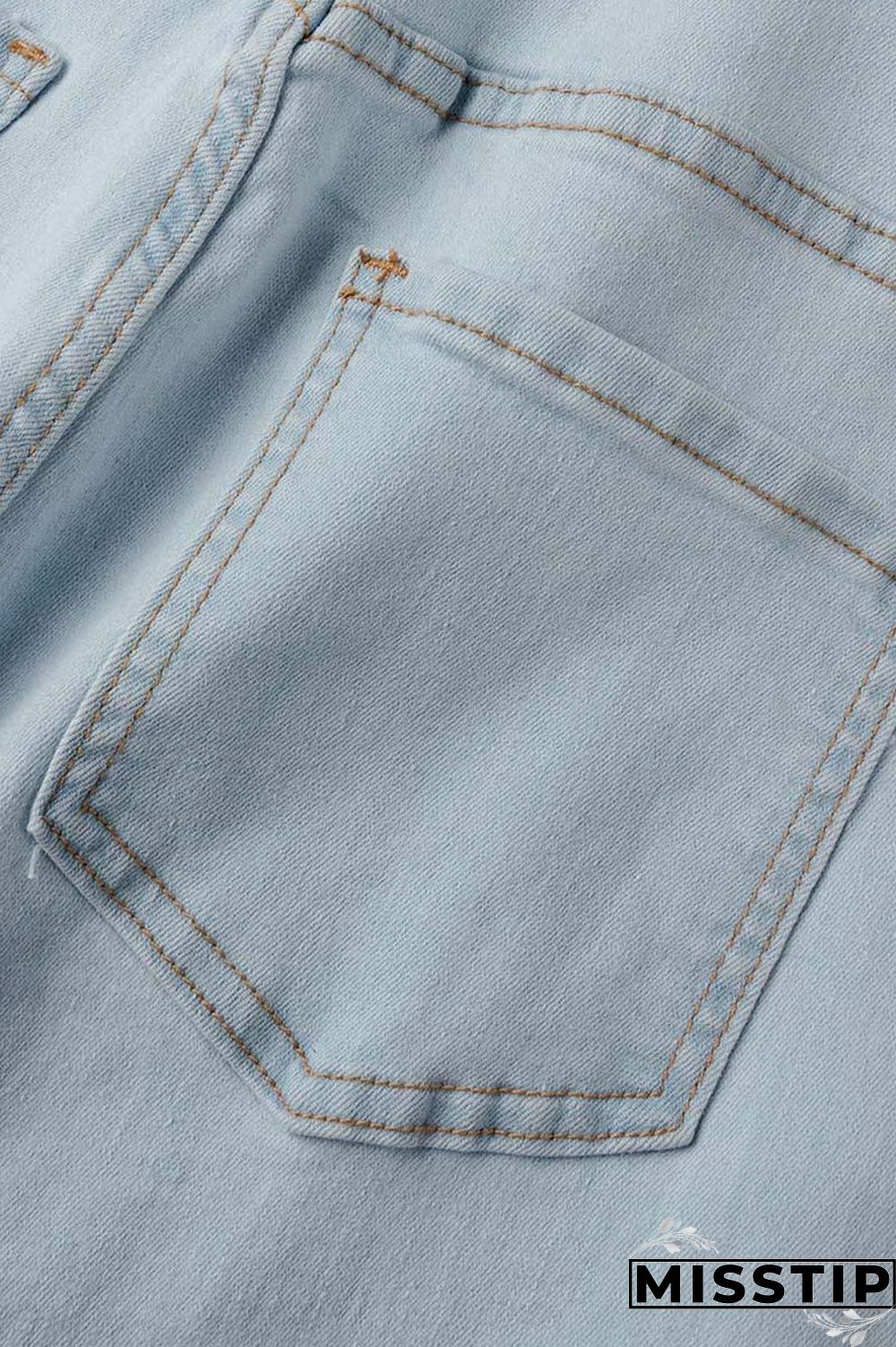 Blue Casual Solid Ripped Patchwork High Waist Regular Denim Jeans