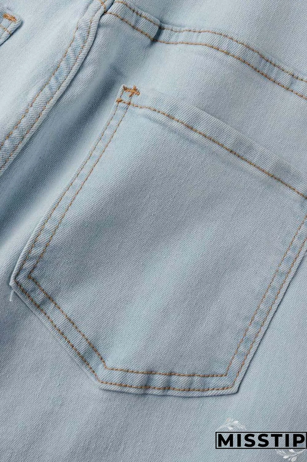 Blue Casual Solid Ripped Patchwork High Waist Regular Denim Jeans