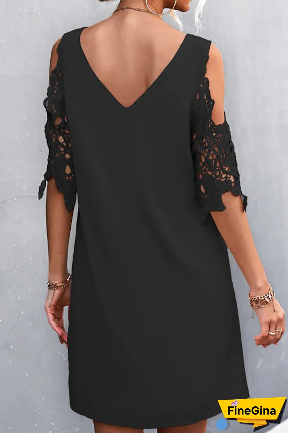 Casual Solid Split Joint V Neck Straight Dresses(3 colors)