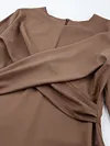 Urban Round-Neck Long Sleeve Solid Color Simple Midi Dress