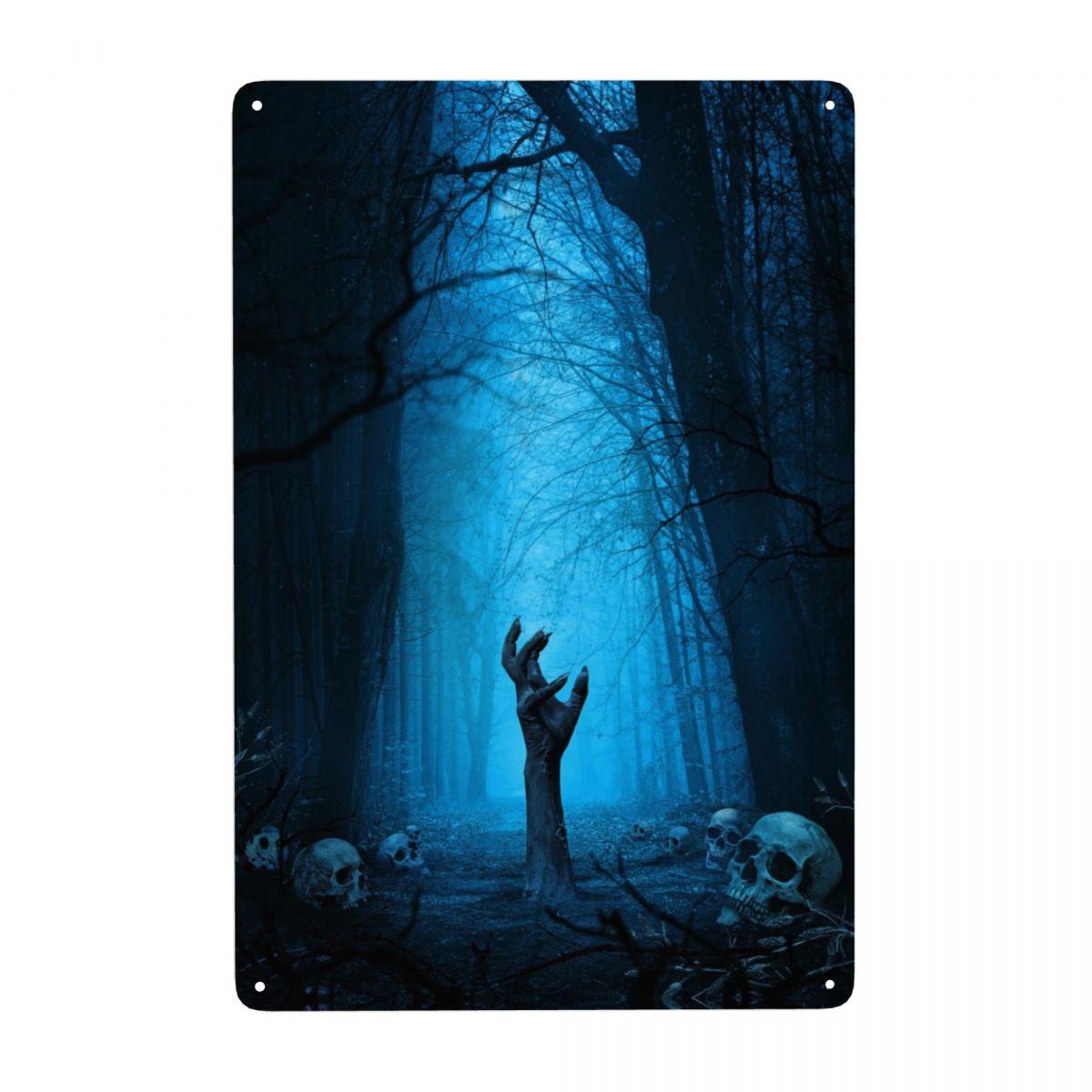 Halloween Zombie Hand Metal Tin Sign Wall Decoration 12x8 Inches