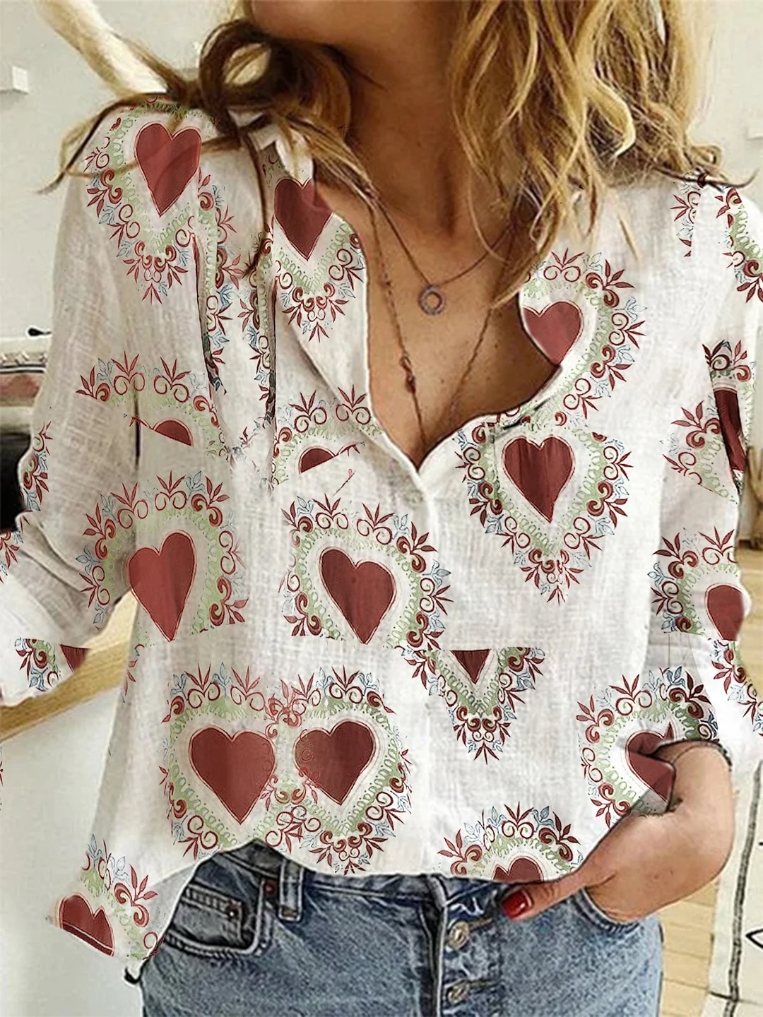 White Casual Cotton Printed Shirts & Tops