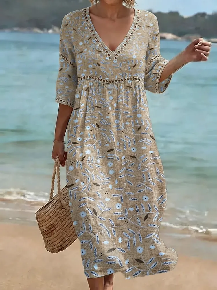 [Spot Big Sale] Women's Floral Print Casual Dress