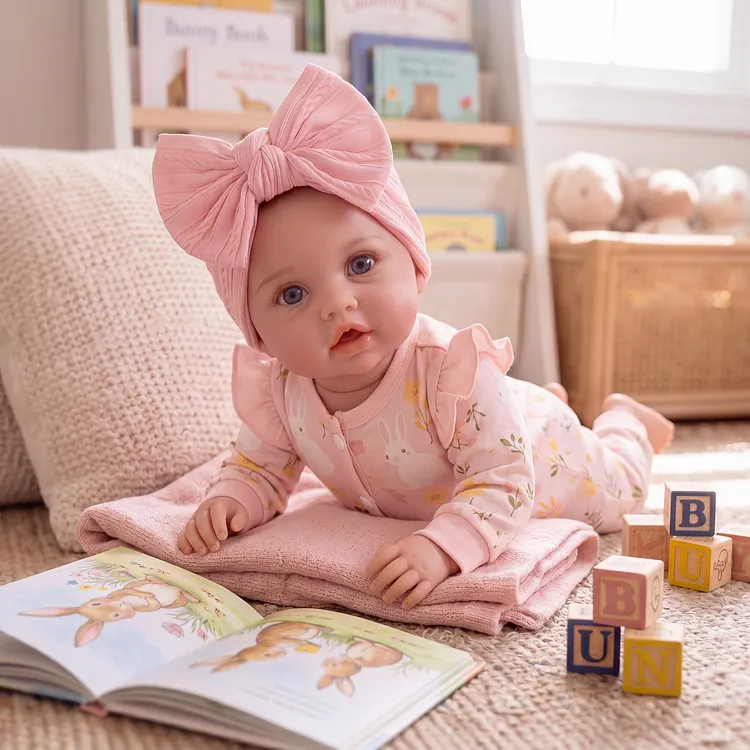 Babeside Faye 12"/16" Pouty Lips Silicone Baby Doll in Pink Floral Romper &ndash; Lifelike Gift for Girls
