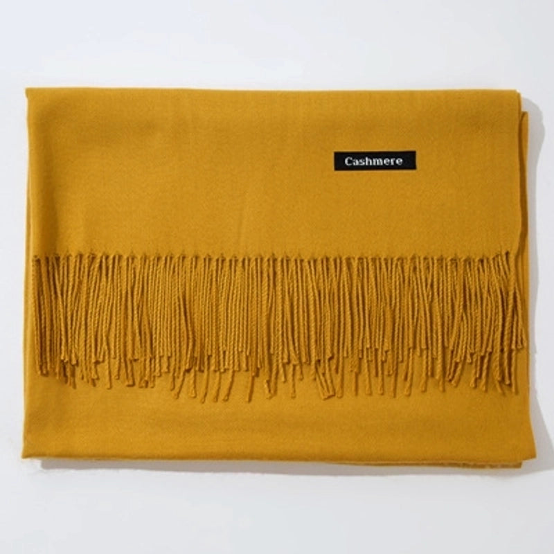 New Cashmere Scarf Female Korean Autumn And Winter New Solid Color Tassel Shawl Thick Warm Scarf