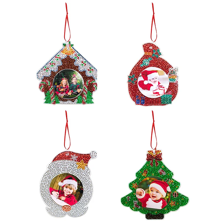 【Pendant】4PCS Photo Frame Christmas Photo Frame Hanging Diamond Painting Xmas Photo Frame gbfke