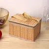 Portable Wicker Rattan Outdoor Camping Picnic Bag Food Container Basket