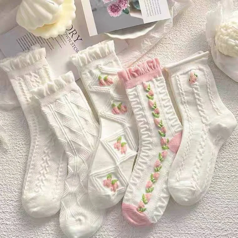 Pink Flower Socks MK18845