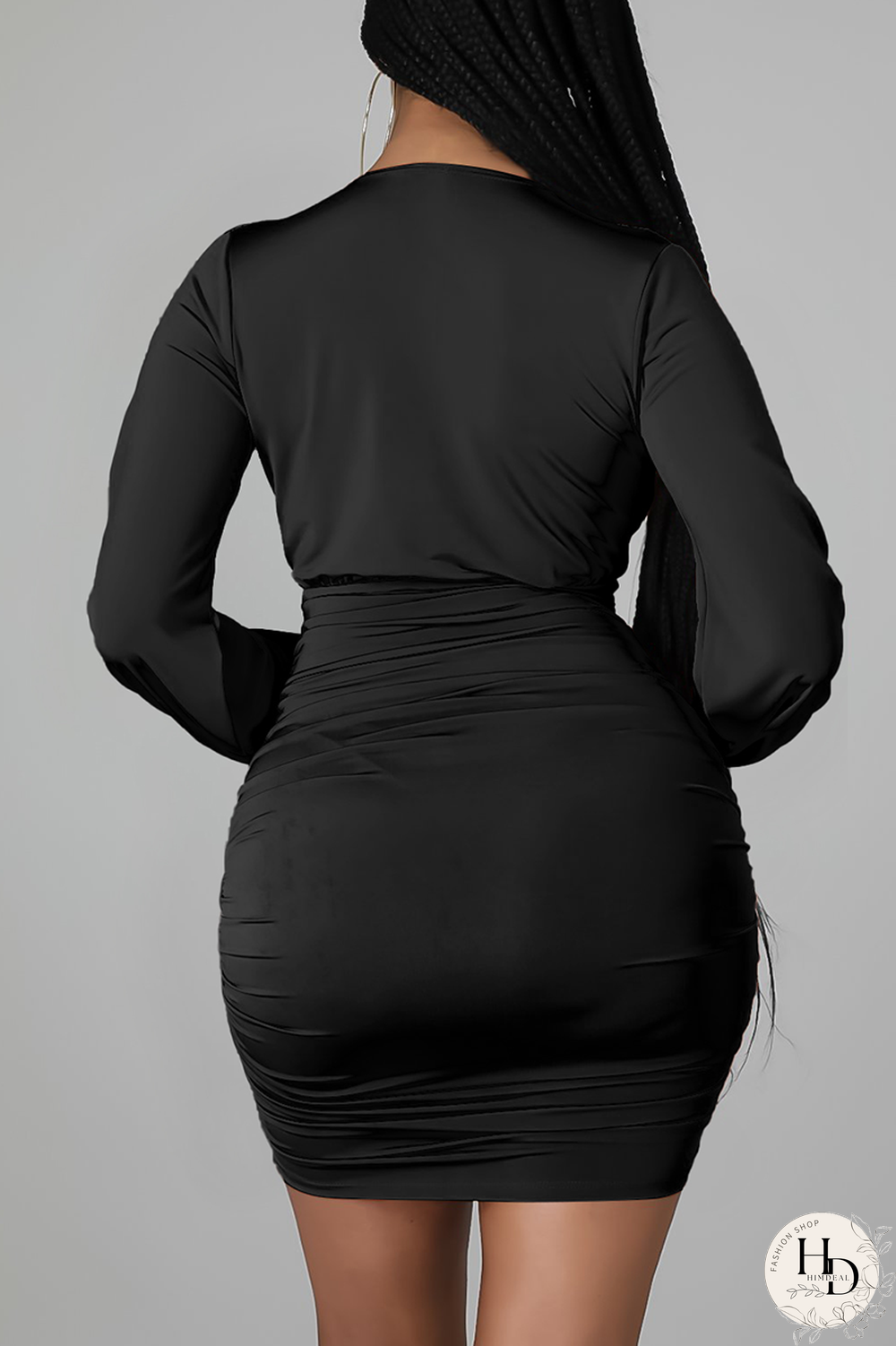 Army Green Sexy Solid Split Joint V Neck Pencil Skirt Dresses