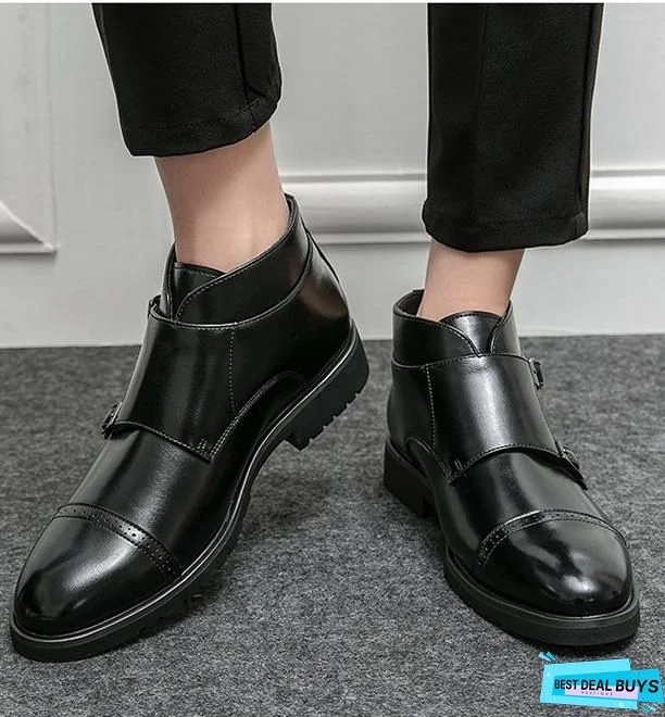 British Style Vintage Hand-Carved Bullock Buckle Boots