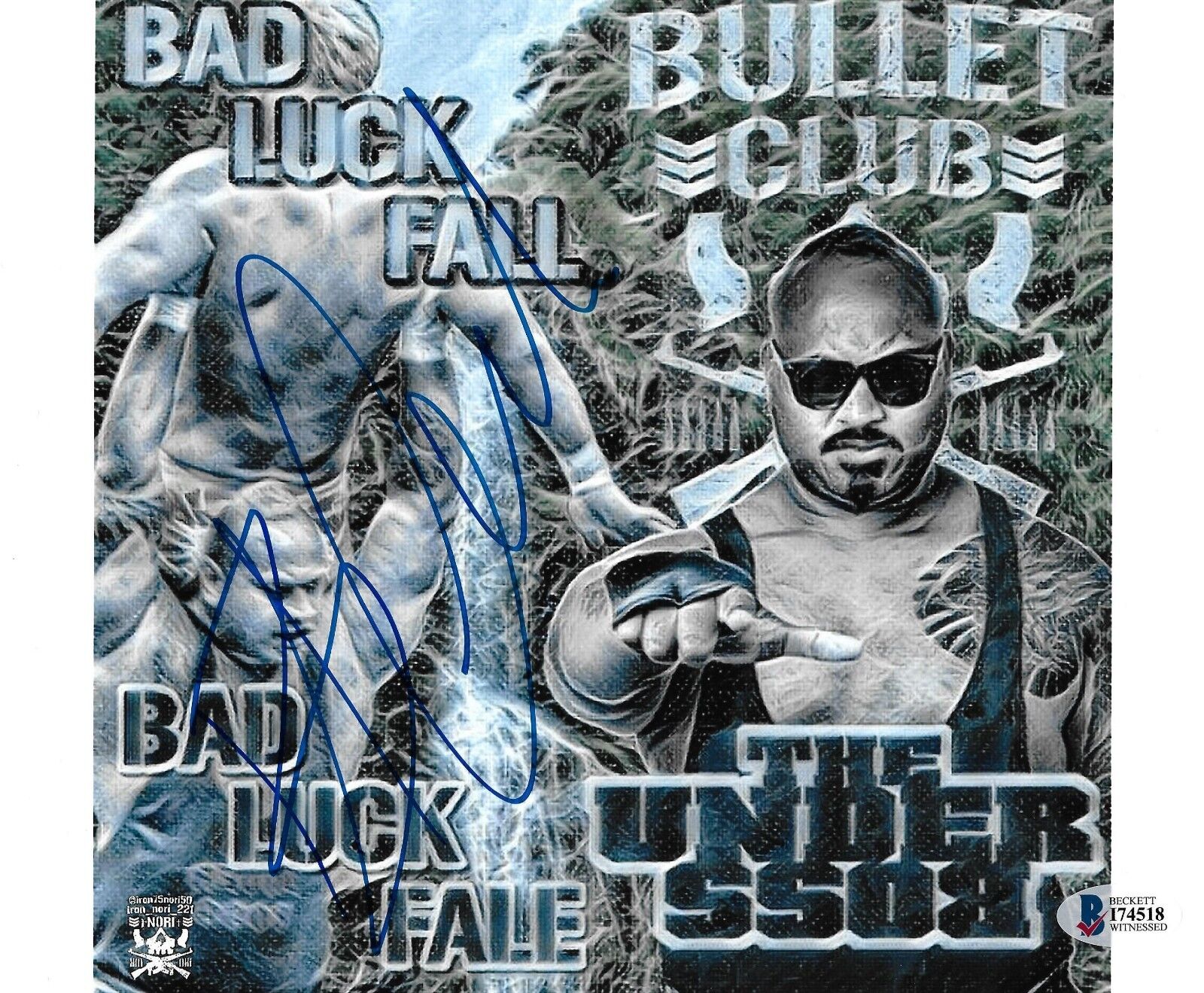 Bad Luck Fale Signed 8x10 Photo Poster painting BAS COA New Japan Pro Wrestling Bullet Club Art