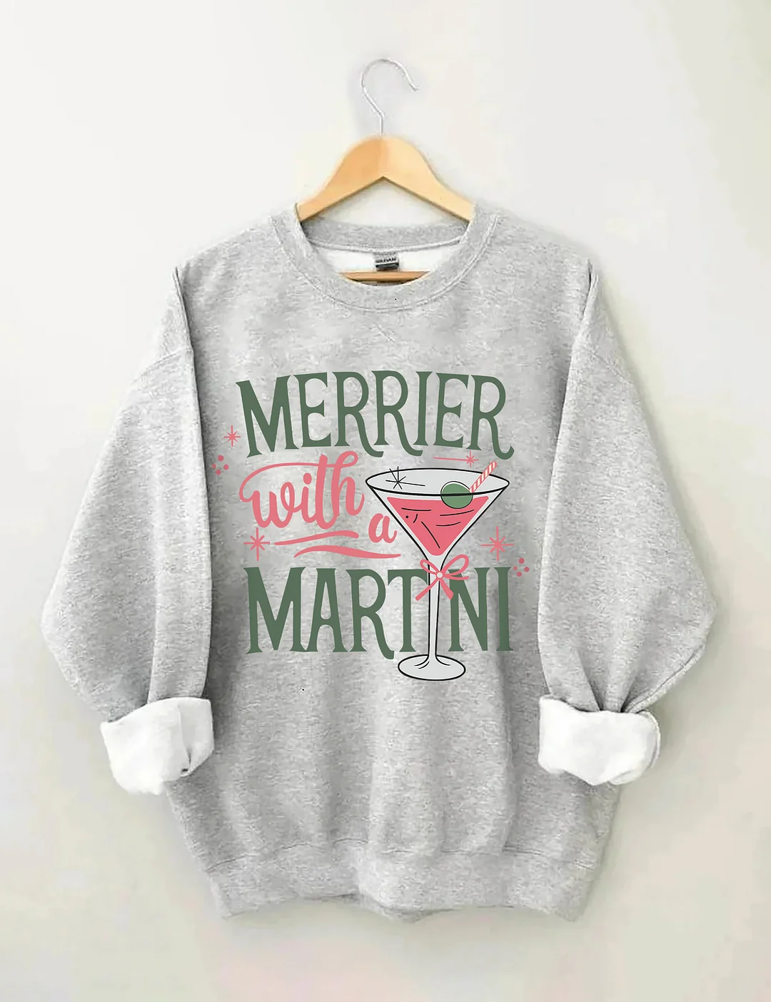 Merrier With A Martini Retro Christmas Sweatshirt