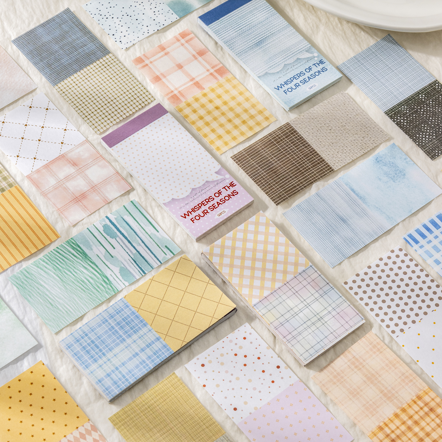 메모 패드 - 사계절 빛 시리즈 빈티지 격자 무늬