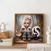 Diamond Painting-DIY Full Round Drill Girl And Skunk