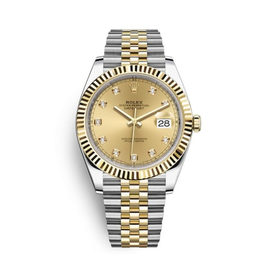 デイトジャスト 41 ウォッチ イエローロレゾール オイスタースチール 18 Ct イエローゴールド M 0012
