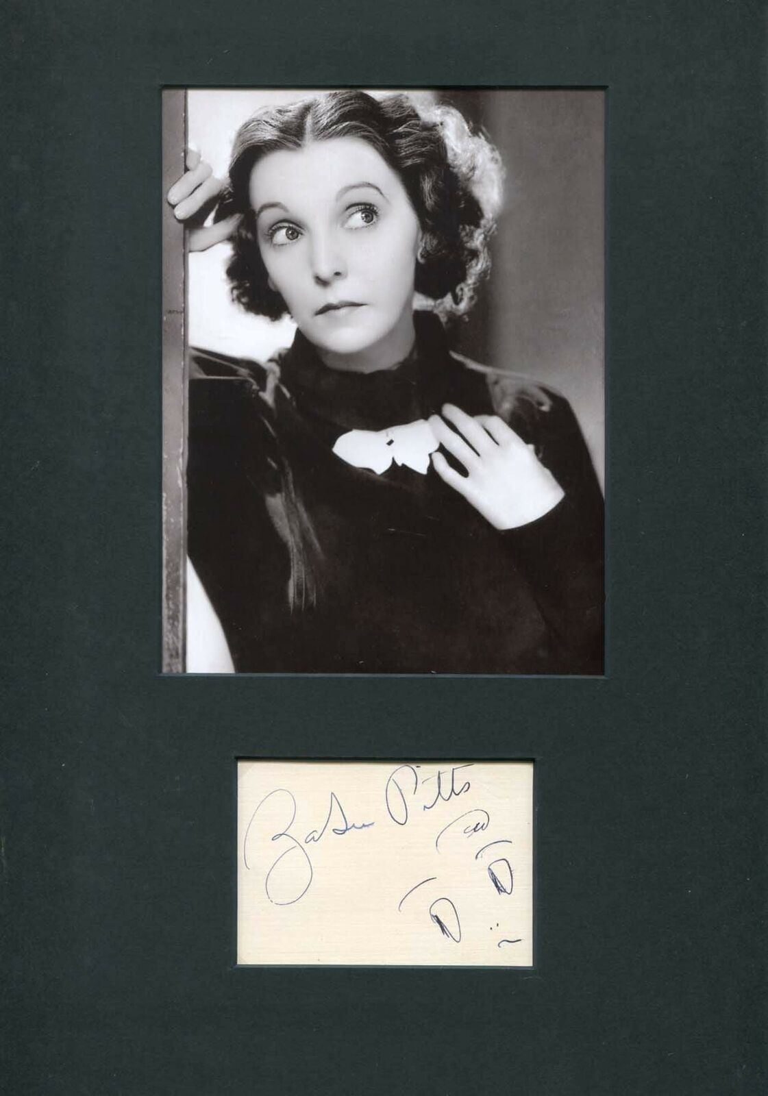 ACTRESS ZaSu Pitts autograph, signed card mounted