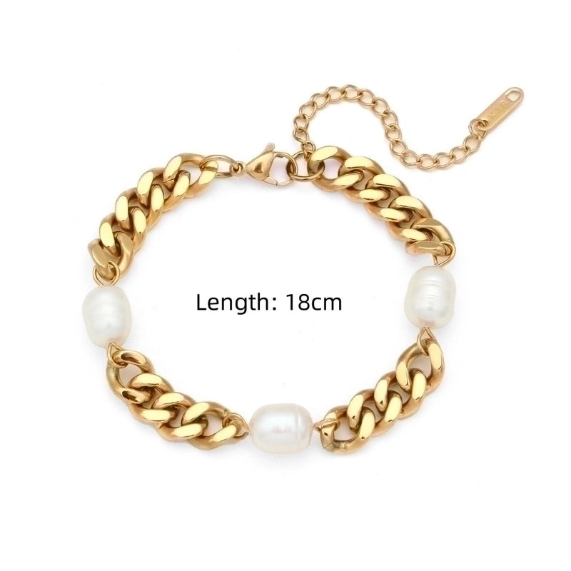 Fashion Geometric 304 Stainless Steel 18K Gold Plated No Inlaid Bracelets In Bulk