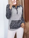 Fashion Leopard Split-Joint Hooded Long Sleeves Sweat Shirt