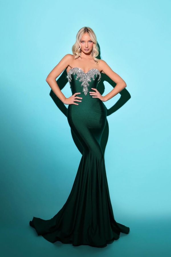 Stunning Dark Green Strapless Mermaid Long Evening Dress | ZT0379