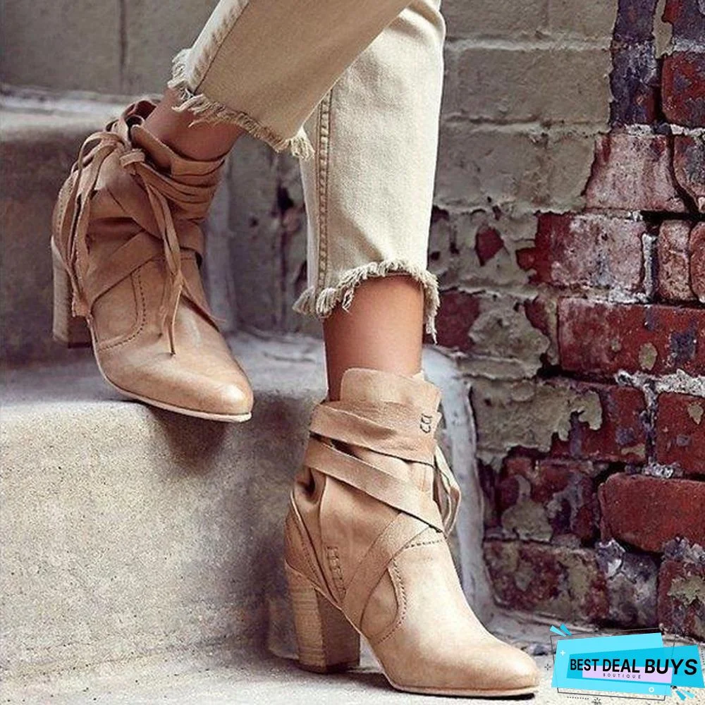 Chunky Heel Martin Boots Outdoor Ankle Boots